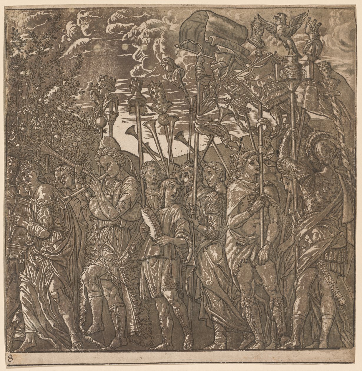 Le Triomphe de Jules César: Soldats portant des bannières et des étendards, 1593-99 - Andrea Andreani