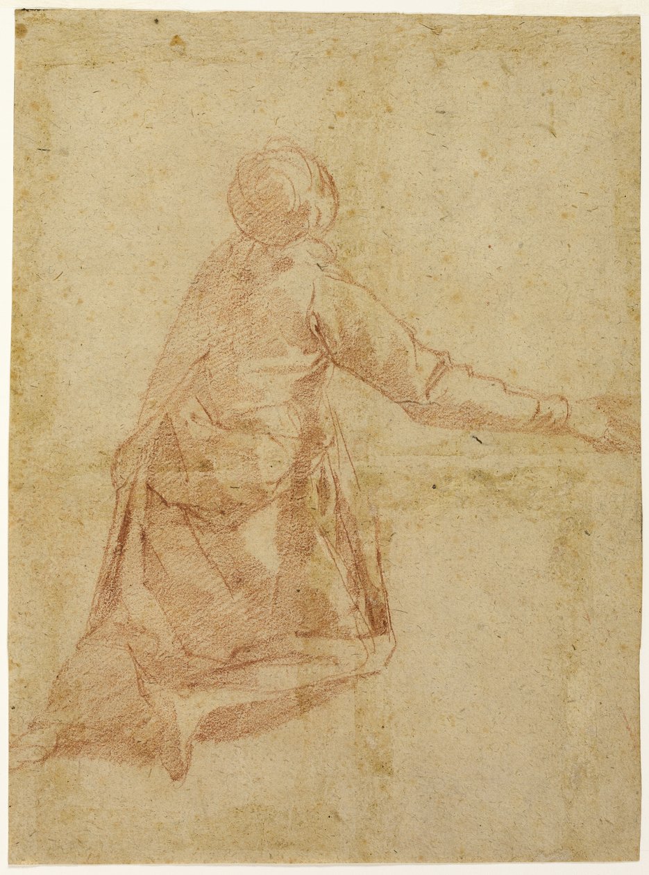 Figure agenouillée de dos (recto); Trois études en buste de figure féminine voilée (verso) - Andrea Boscoli