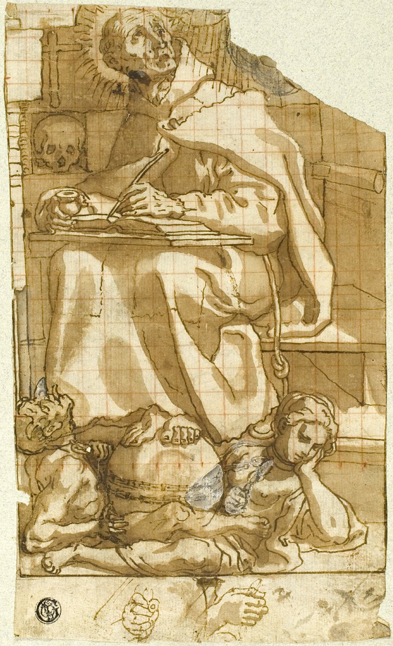 Saint Romuald ou Saint Augustin dans son Étude - Andrea Lilio