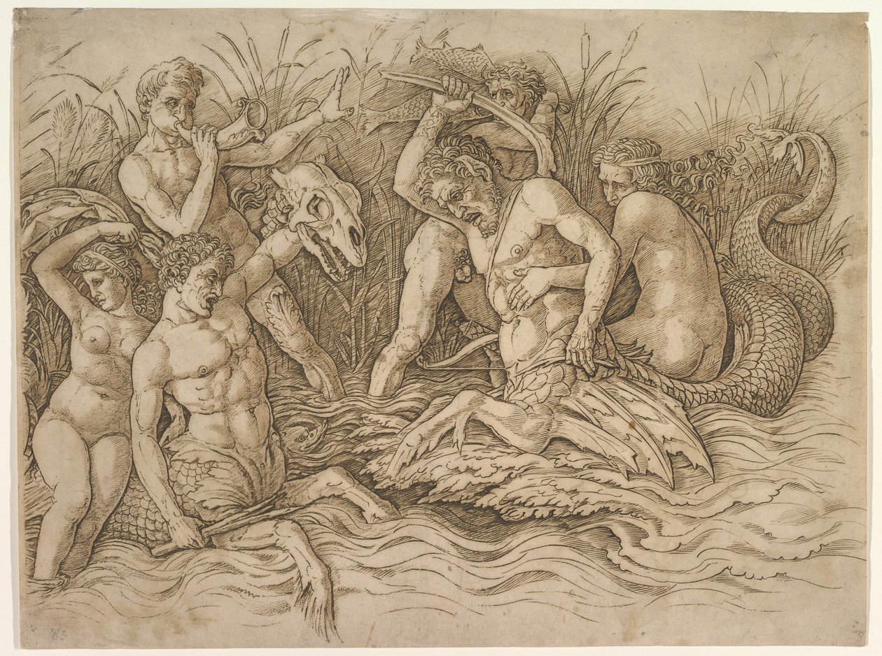 La bataille des dieux de la mer (partie droite de la frise) - Andrea Mantegna