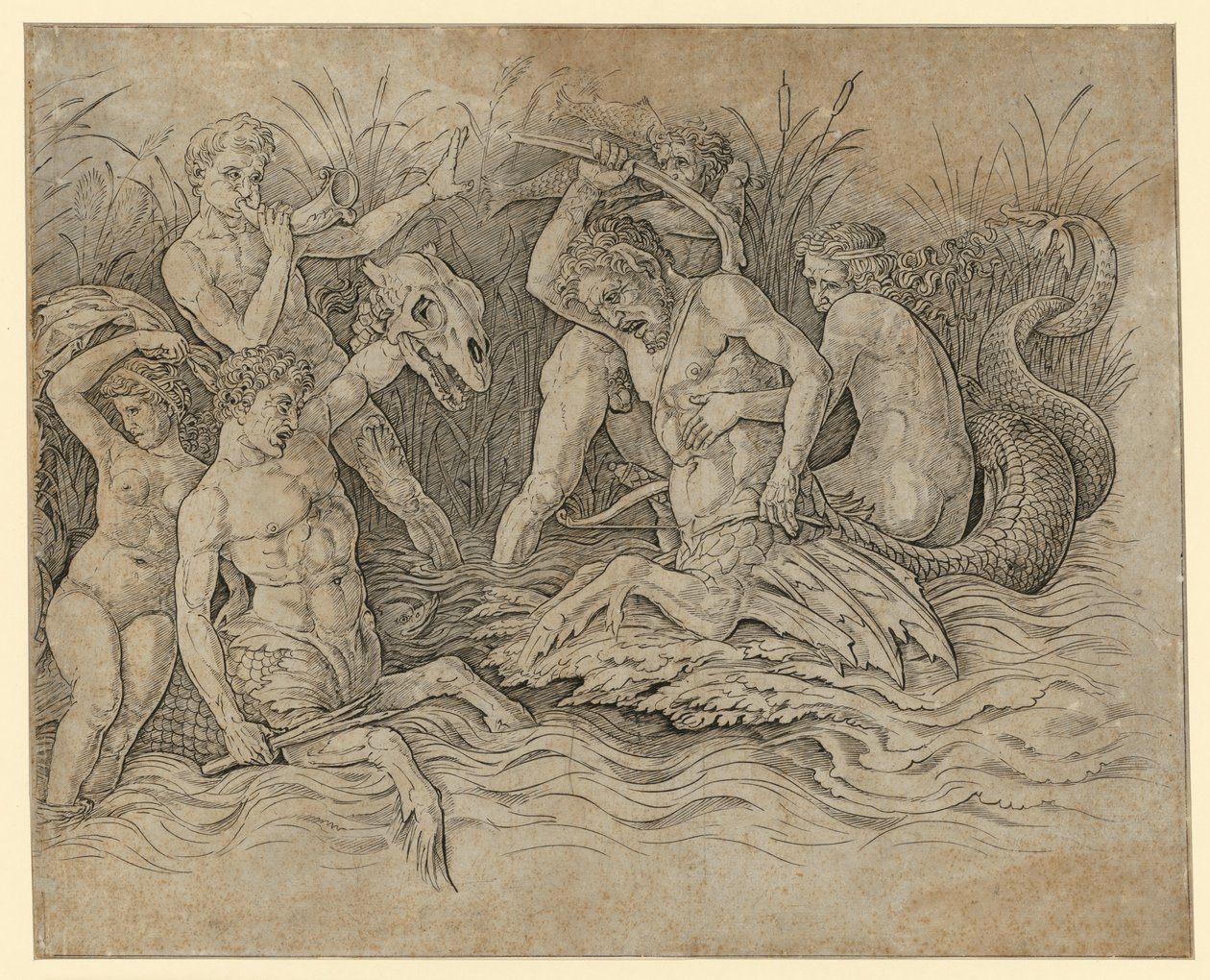 Combat des dieux de la mer - Andrea Mantegna