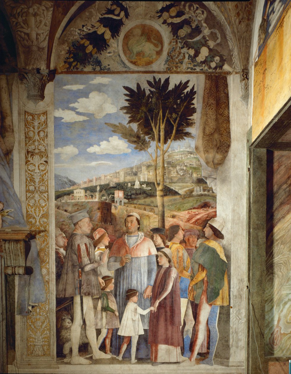 Lodovico Gonzaga attend le retour de Rome de son fils, le cardinal Francesco Gonzaga (fresque) - Andrea Mantegna