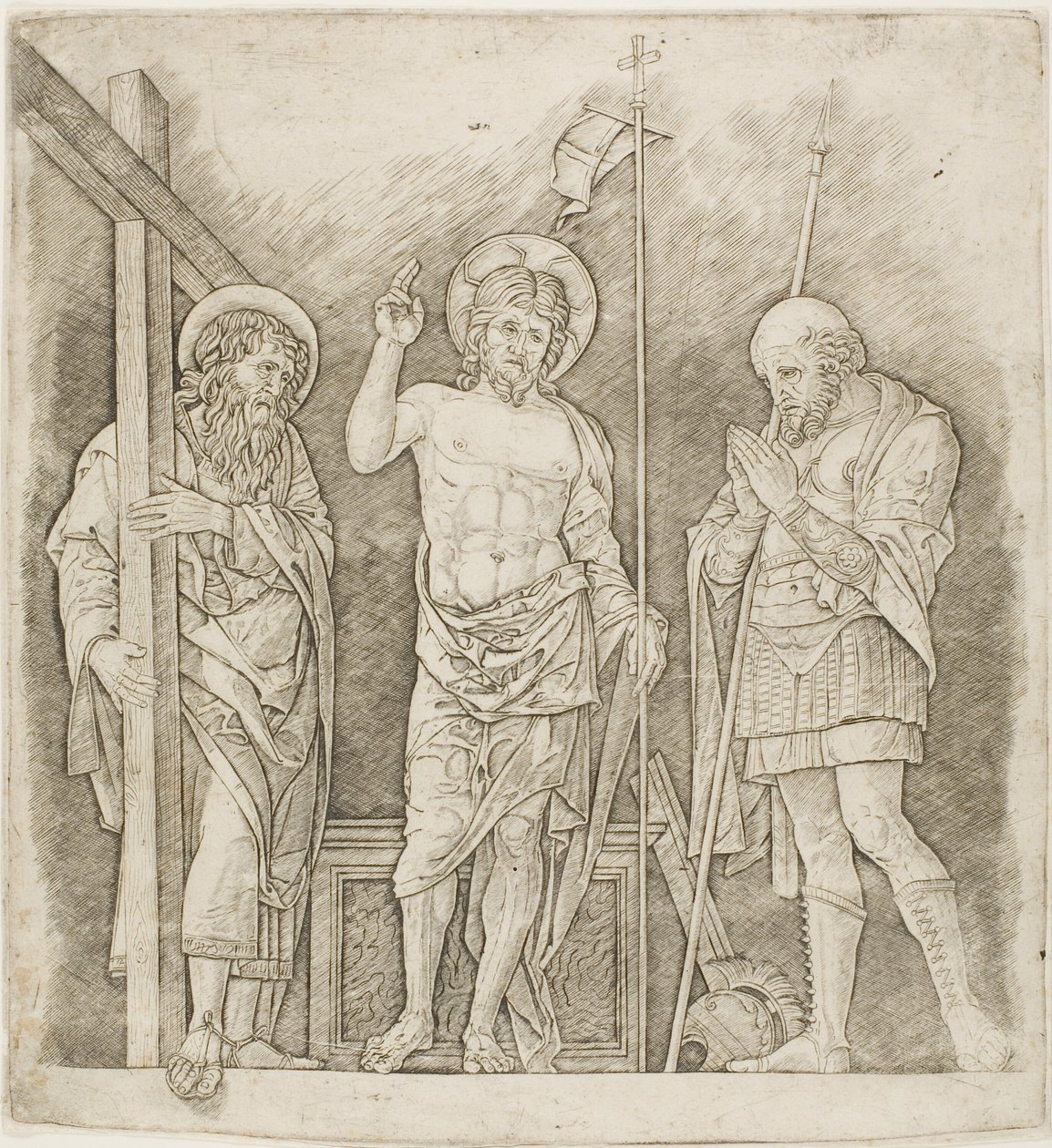Christ ressuscité entre les saints André et Longin - Andrea Mantegna