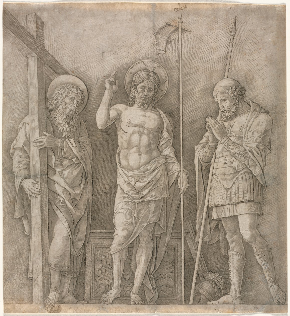 Le Christ ressuscité entre Saint André et Longinus - Andrea Mantegna
