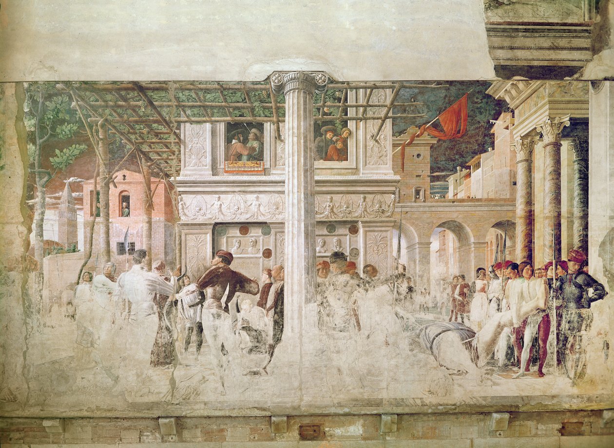 Le martyre de Saint Christophe et le déplacement de son corps (avant restauration), c.1450-56 - Andrea Mantegna