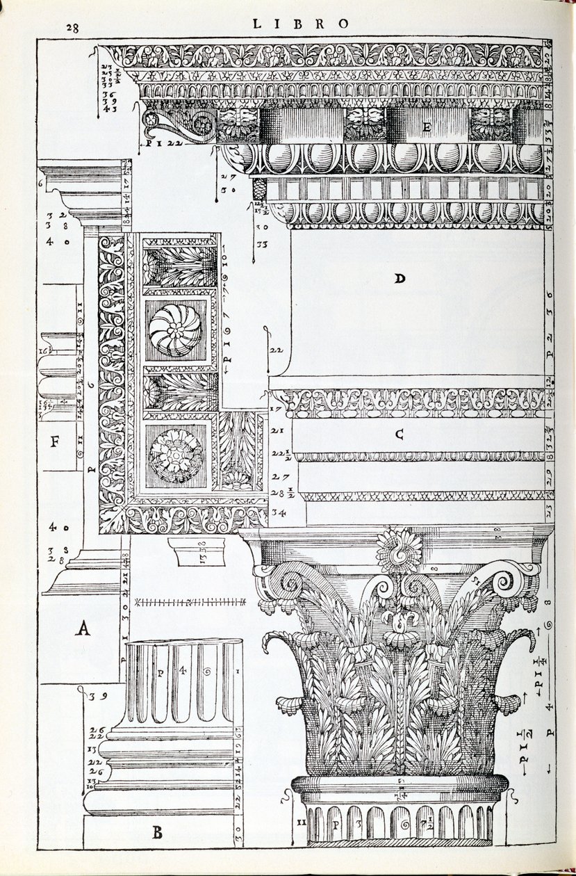 Détails décoratifs du Temple de Trajan, illustration d