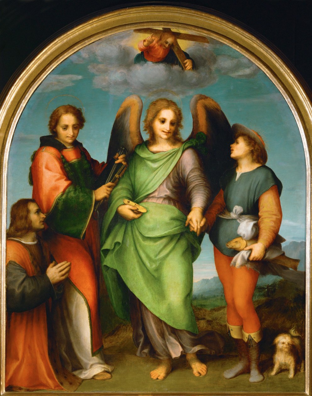 Archange Raphaël et Tobie, Saint Laurentien et le donateur, Leonardo di Lorenzo Morelli (peinture sur bois) - Andrea del Sarto
