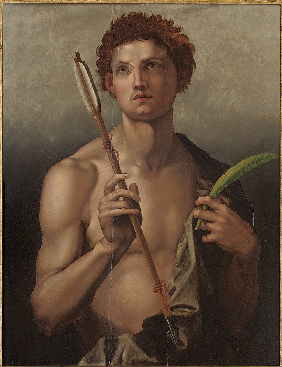 Saint Sébastien avec une flèche dans la main droite et la palme du martyr dans la main gauche - Andrea del Sarto