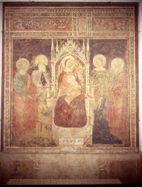 Madone et Enfant avec SS. Elia, Jean-Baptiste, Nicolas et Léonard - Andrea di Bonaiuto (fl.1343 77)