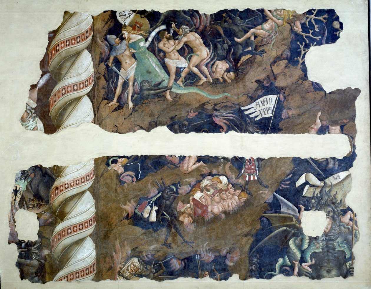 Le Triomphe de la mort (détail) des fragments représentant l