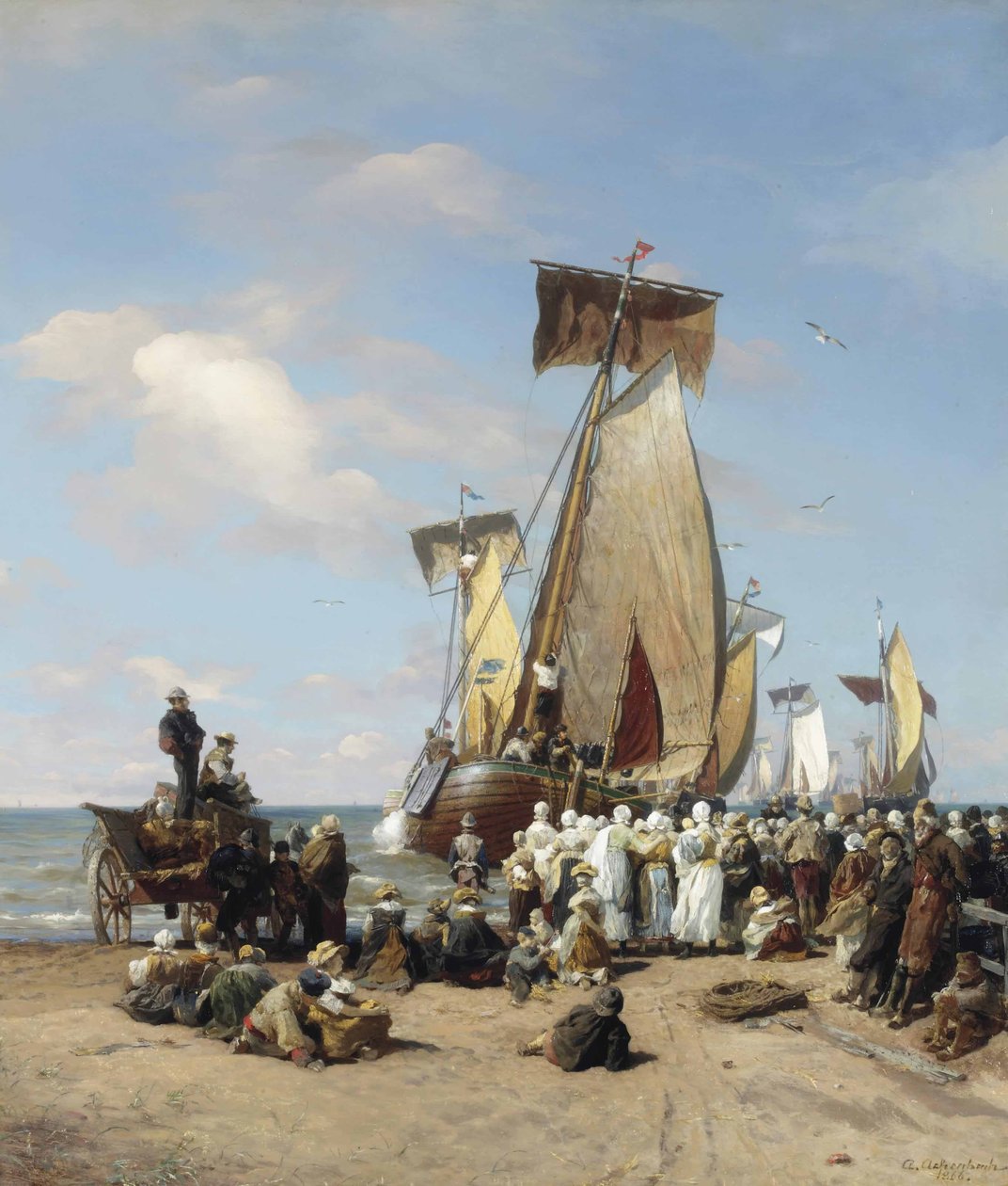 Allemand : Ausfahrt der Heringsflotte Adieu à la flotte - Andreas Achenbach