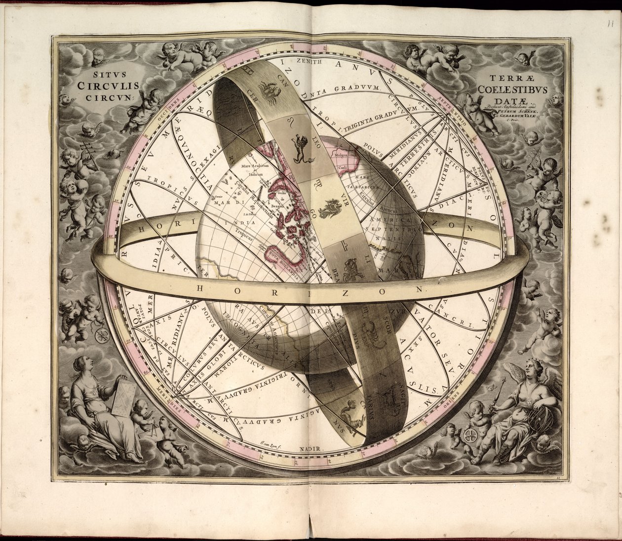 12. Hemisphaeria sphaerarum rectae & obliquae, utriusque - Andreas Cellarius