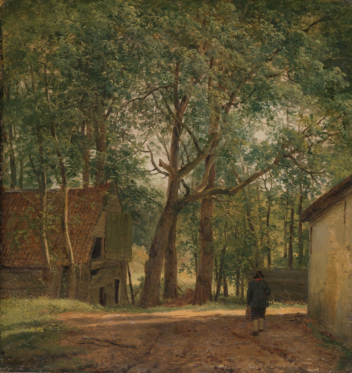 Cour de ferme - Andreas Schelfhout (signed by artist)