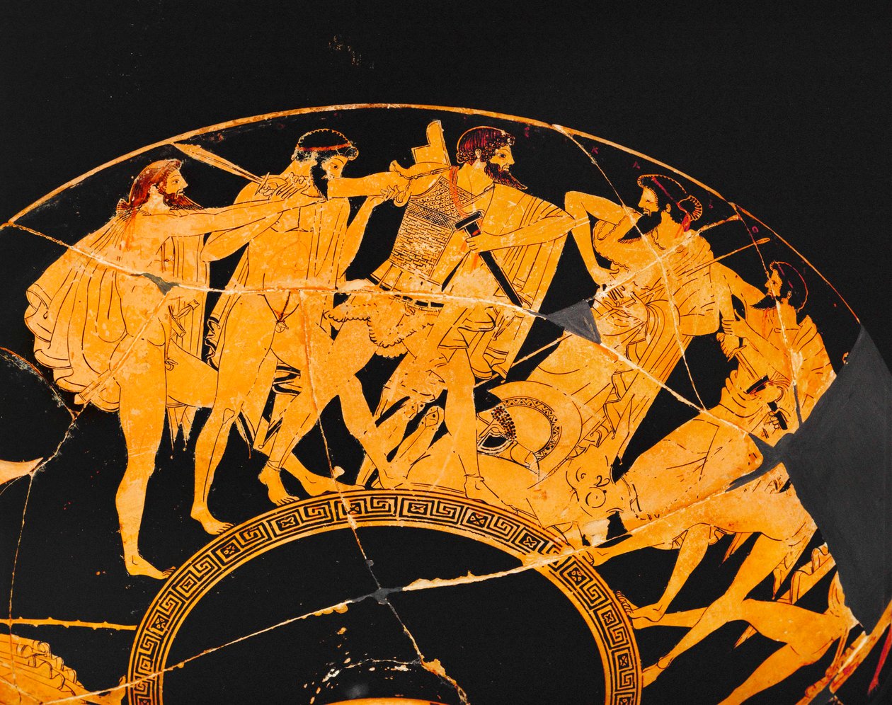 Les héros troyens se disputent les armes et les armures d
