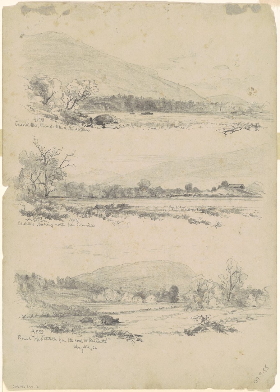 Montagnes Catskill, Round-Top au loin; Catskills regardant vers le nord depuis Palenville; et Round Top, Catskills, depuis la route vers Bracketts - Andrew Fisher Bunner