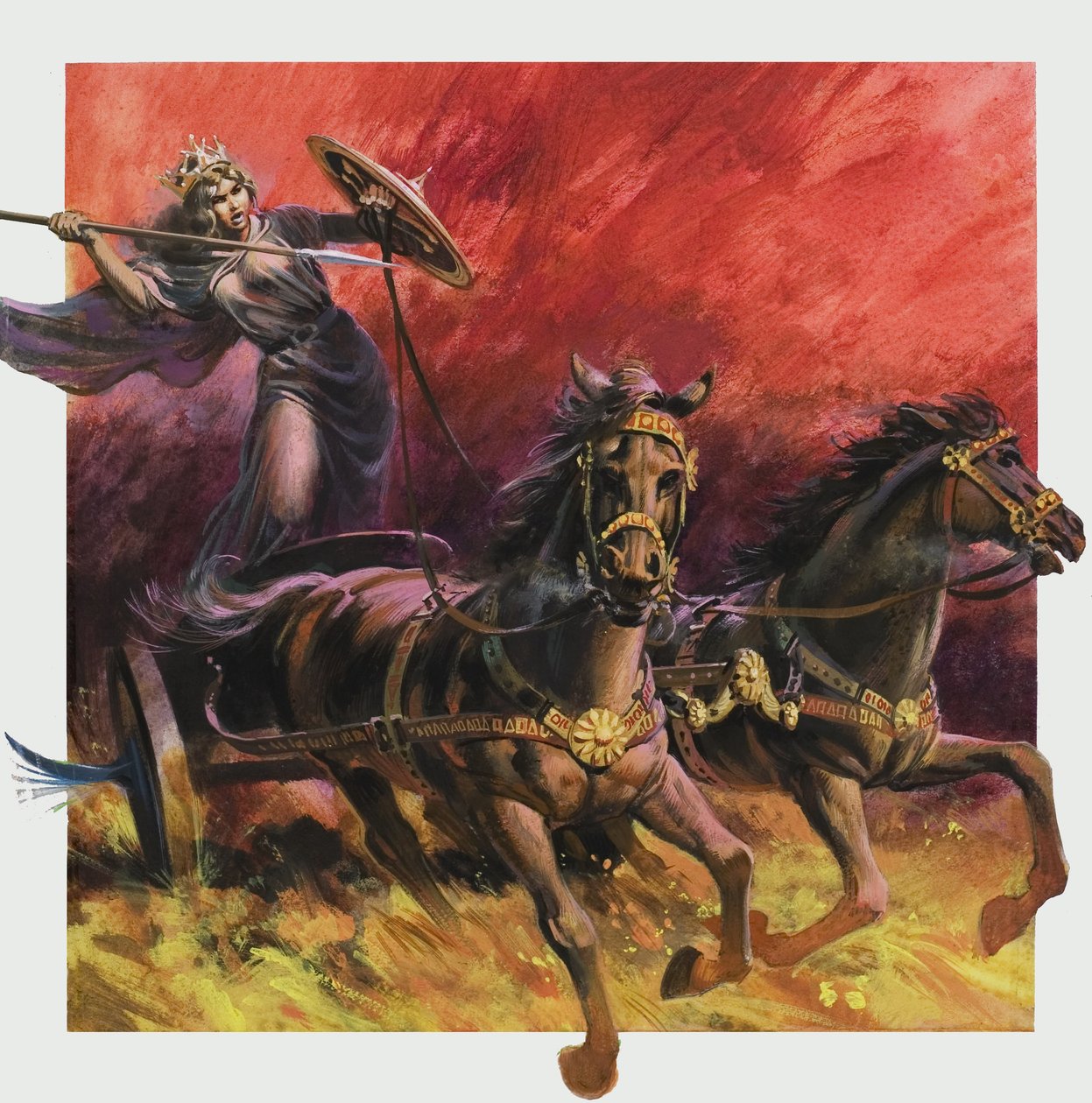 Reine Boadicea (d.c.60 AD) (gouache sur papier) - Andrew Howat