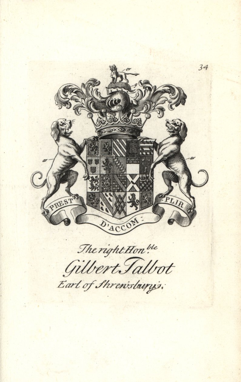 Blason et armoiries du très honorable Gilbert Talbot - Andrew Johnston