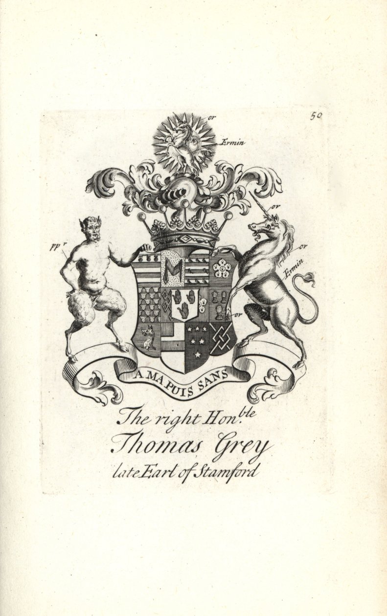 Blason et armoiries du très honorable Thomas Grey, 2e comte de Stamford - Andrew Johnston