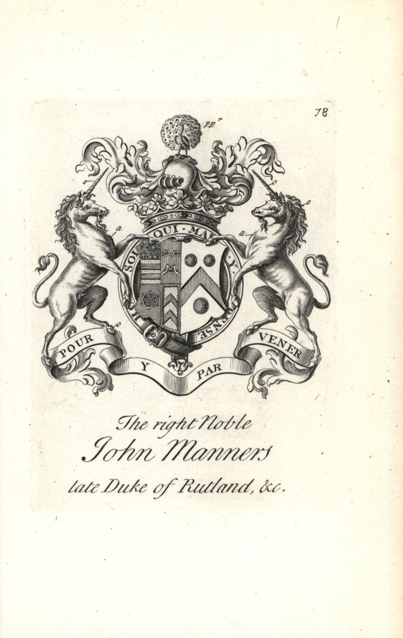 Blason et armoiries du très noble John Manners, 2e Duc de Rutland - Andrew Johnston