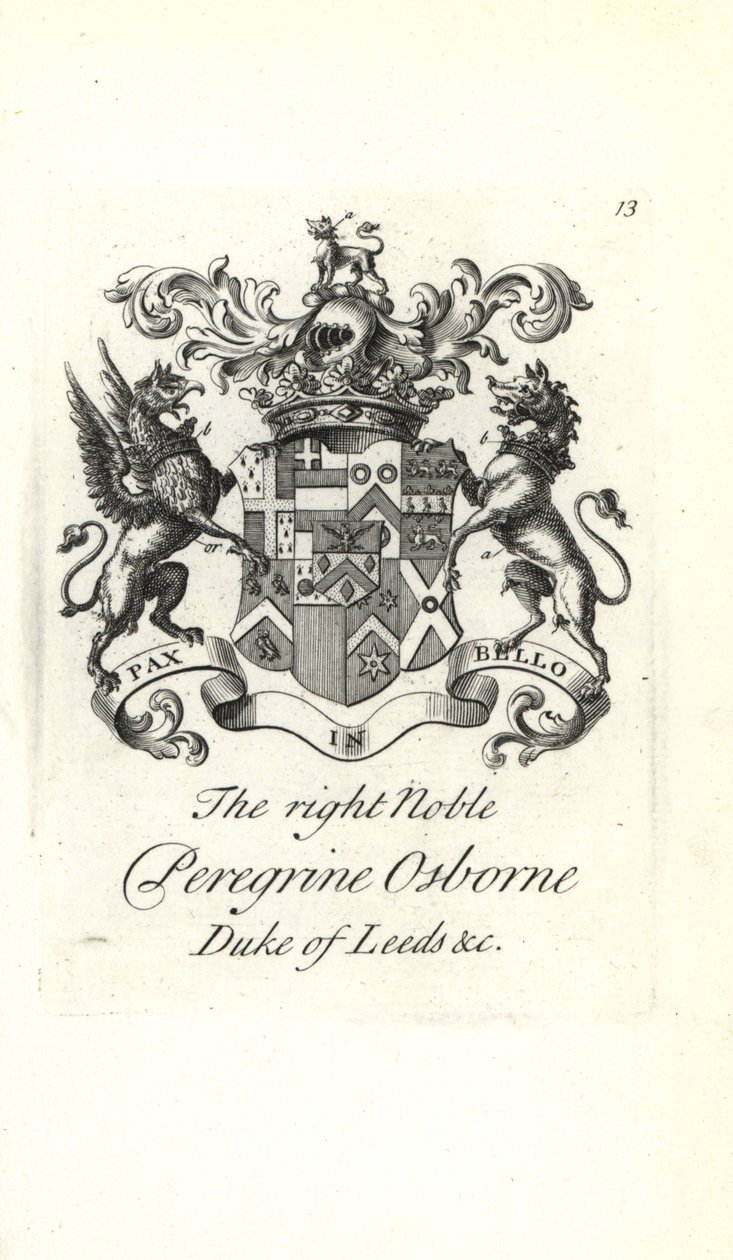 Blason et crête du très noble Peregrine Osborne, 2e Duc de Leeds - Andrew Johnston