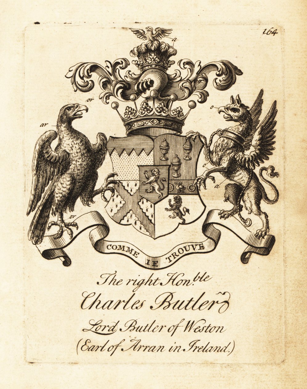 Blason du très honorable lieutenant-général Charles Butler - Andrew Johnston