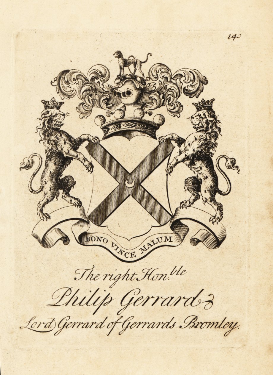 Blason du très honorable Philip Gerrard, Lord Gerrard de Gerrards Bromley, 7e baron Gerard - Andrew Johnston