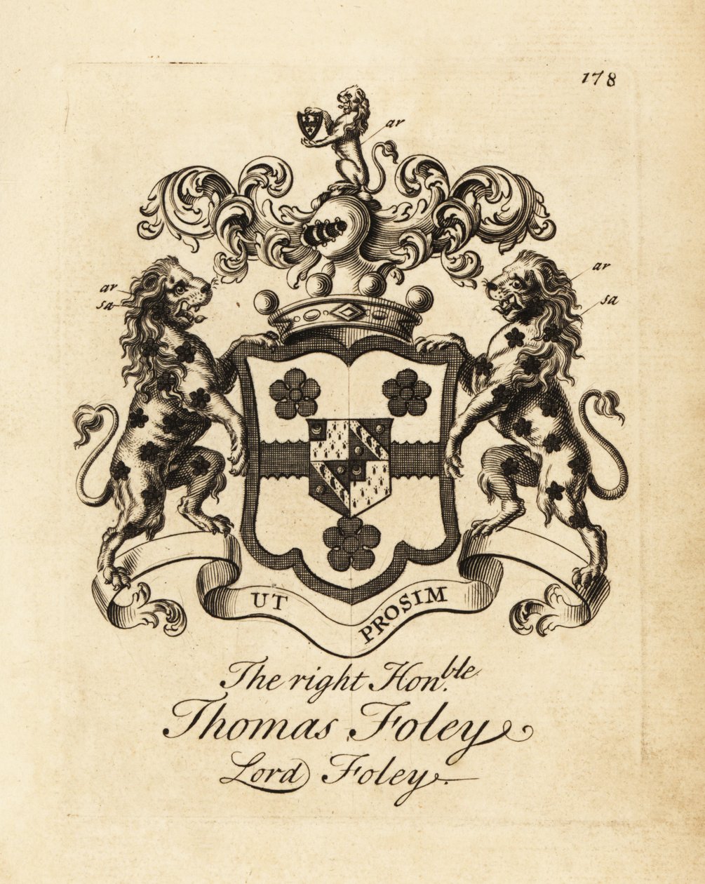 Blason du très honorable Thomas Foley, Lord Foley - Andrew Johnston