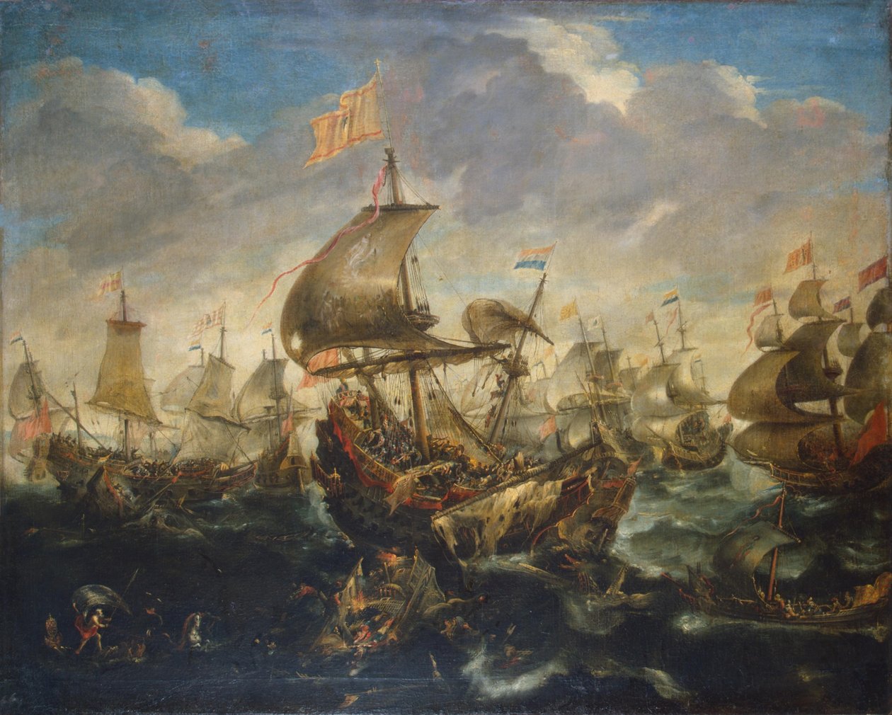 Bataille entre la flotte espagnole et la flotte néerlandaise en mai 1573, lors du siège de Haarlem - Andries van Eertvelt