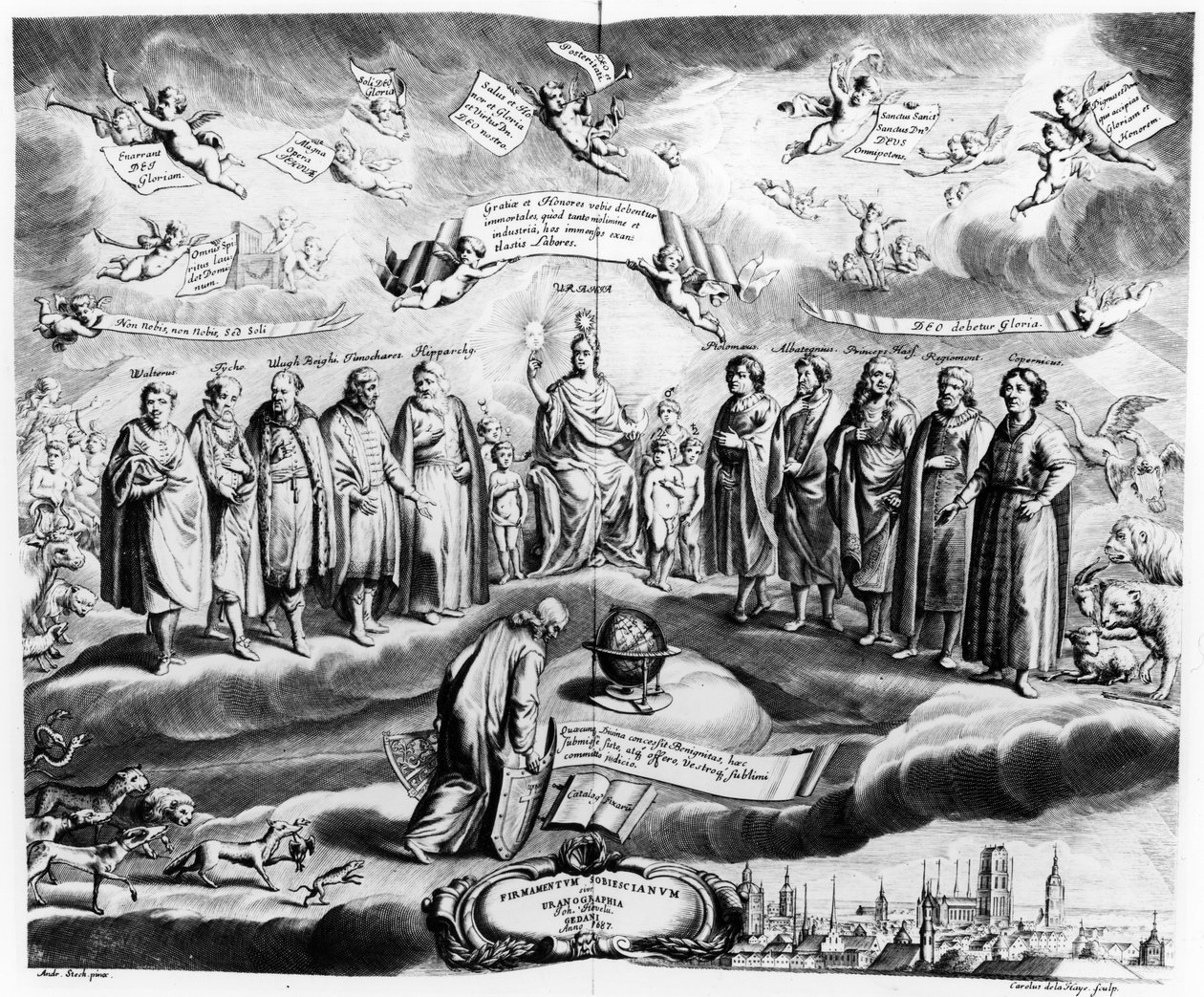 Firmamentum Sobiescianum ou Uranographia, par Johannes Hevelius (1611-87), gravé par Carolus de la Haye, pub. en 1687 - Andrzej Stech