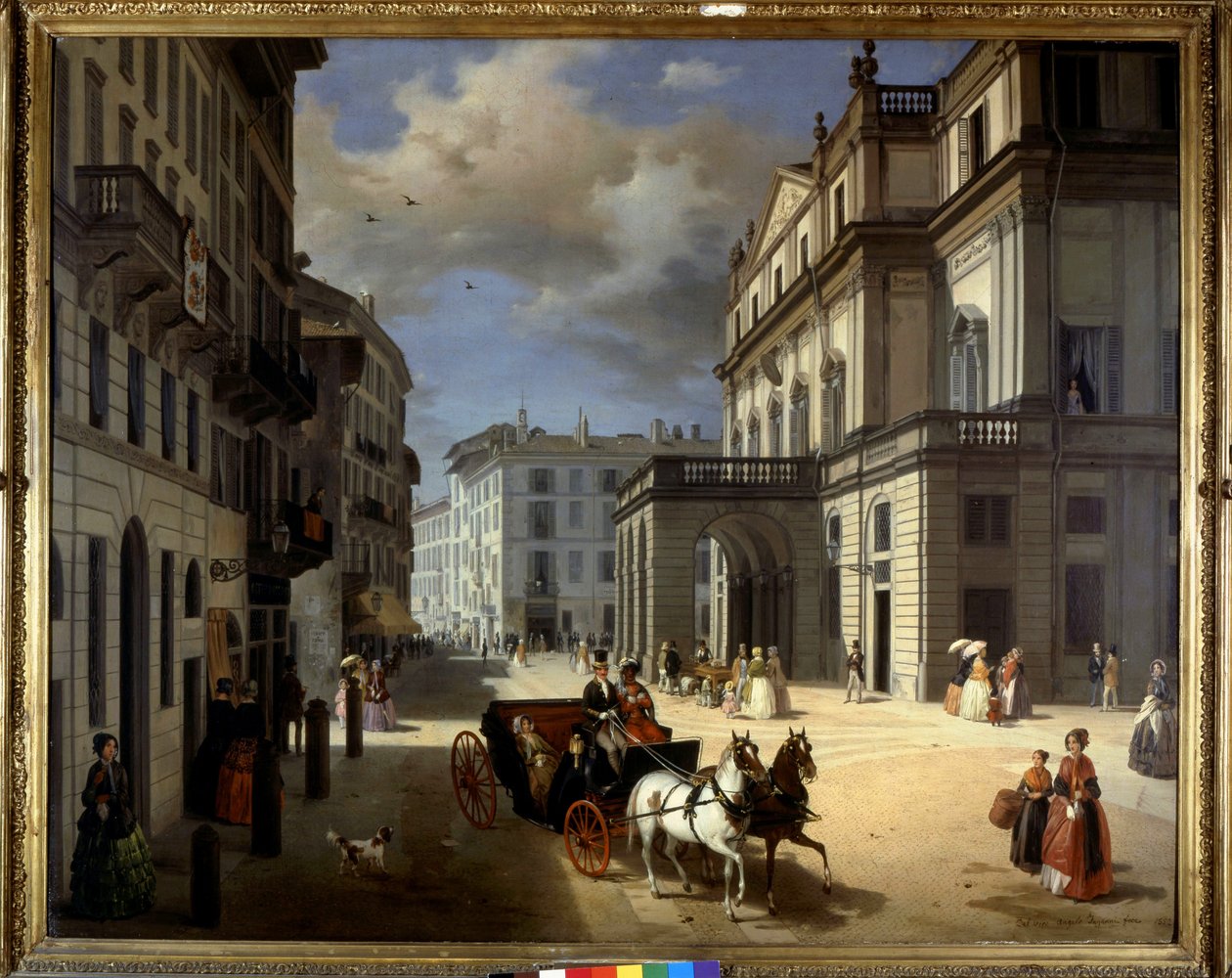 Représentation de la Piazza della Scala à Milan par Angelo Inganni. 19ème siècle. Pinacoteca di Brera, Milan - Angelo Inganni