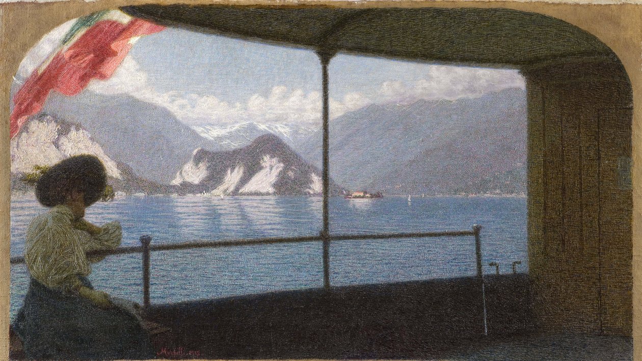 Un bateau sur le lac Majeur - Angelo Morbelli