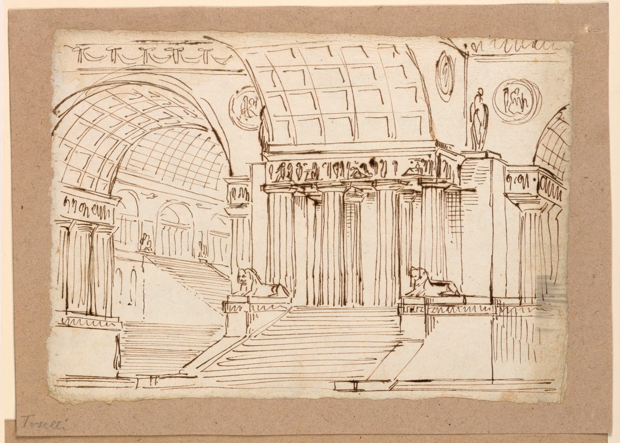 Décor de scène, bâtiment antique avec voûtes - Angelo Toselli