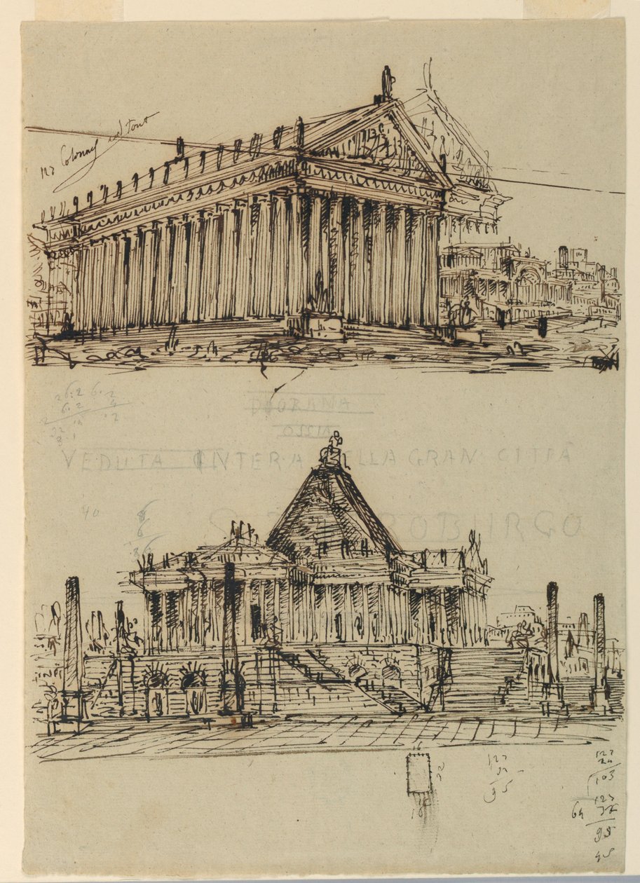 Décor de scène, extérieur des temples - Angelo Toselli