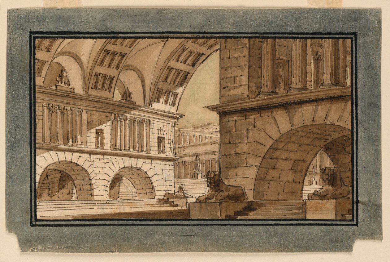 Décor de Scène, Groupe de Bâtiments de Temple - Angelo Toselli