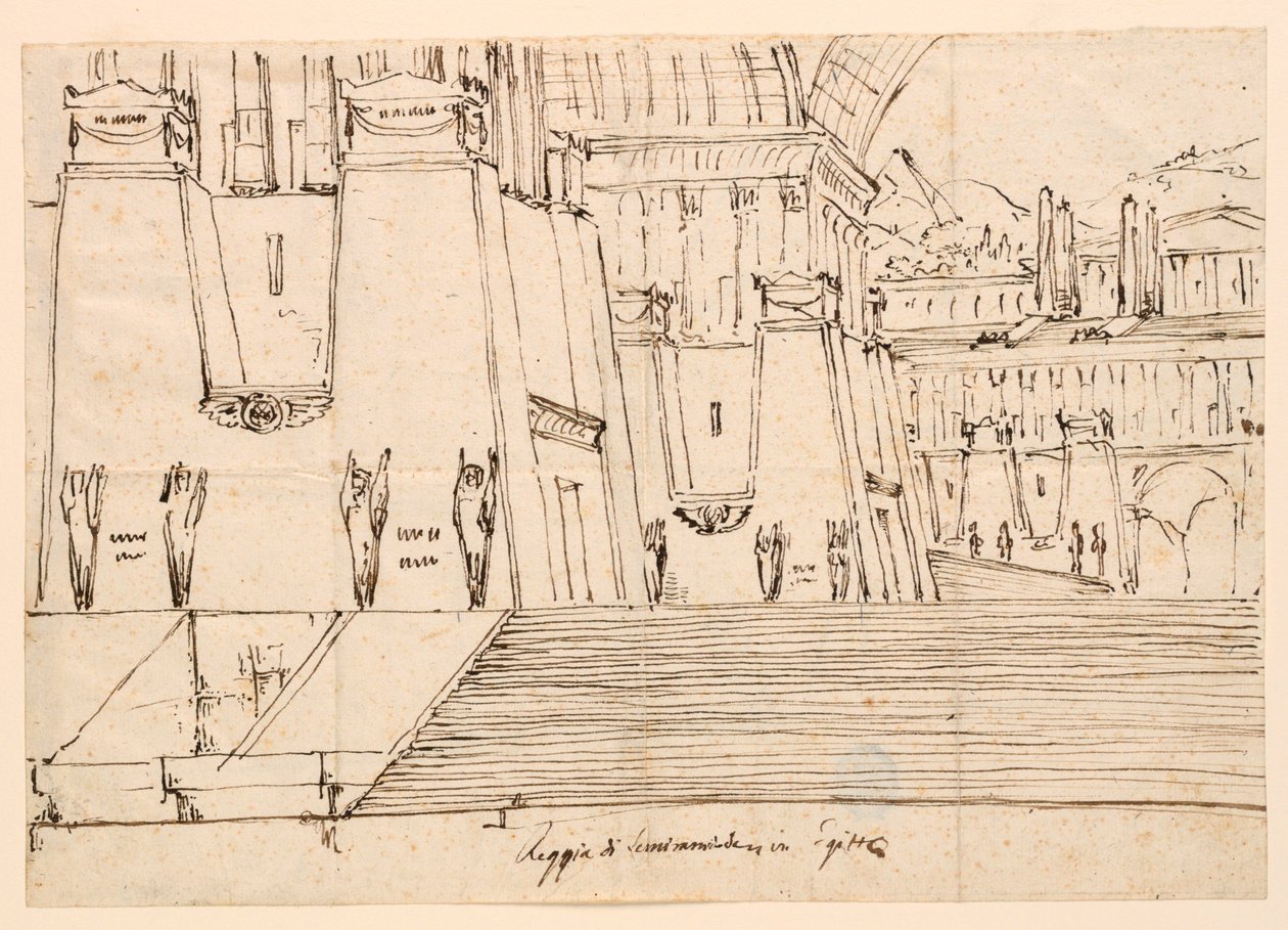 Décor de scène pour Semiramide de Gioachino Rossini - Angelo Toselli