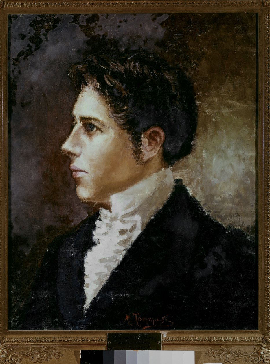 Portrait de Franco Alfano (huile sur toile) - Angiolo Tommasi