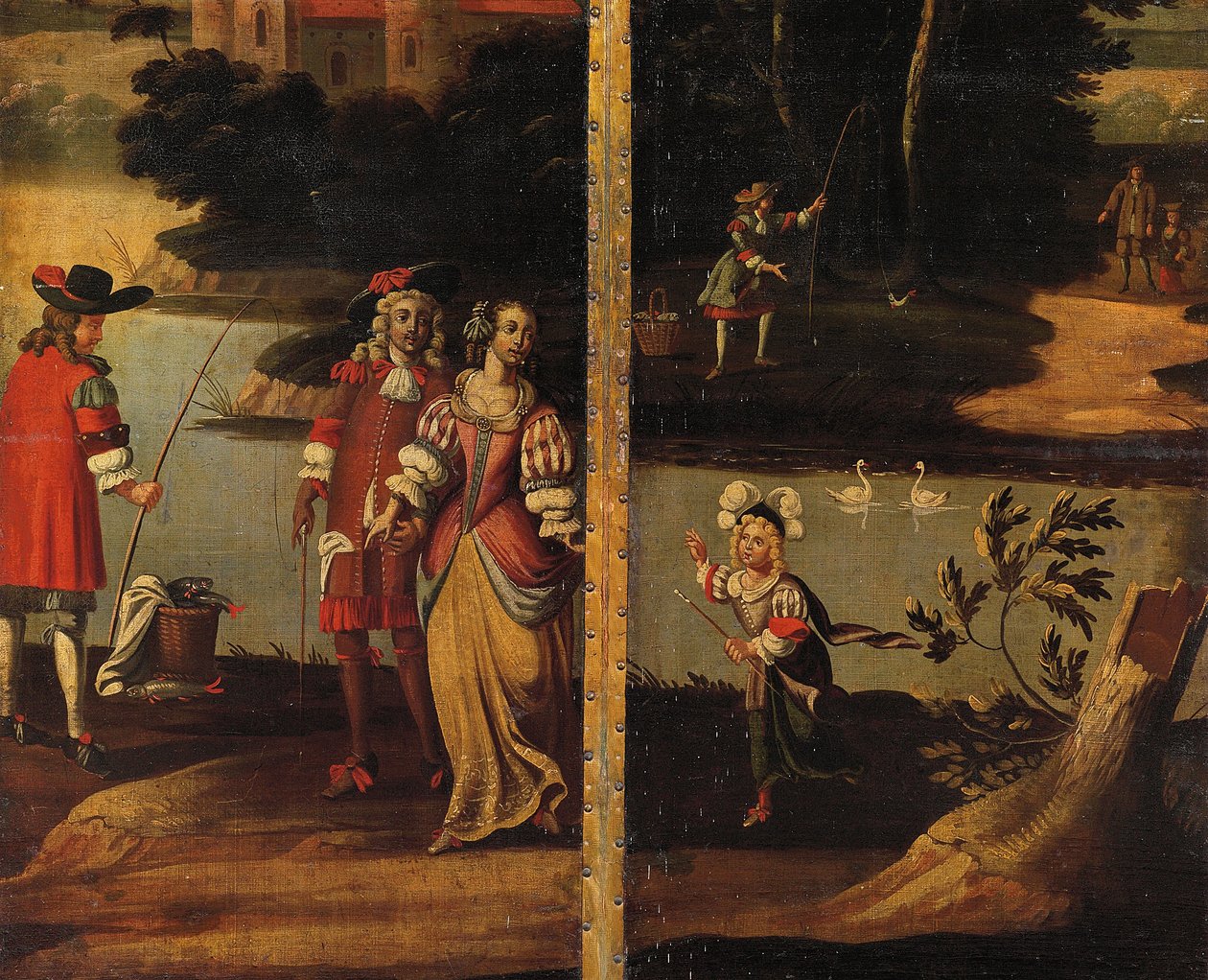 Paravent à quatre volets double face, vers 1700 - Anglo Flemish School
