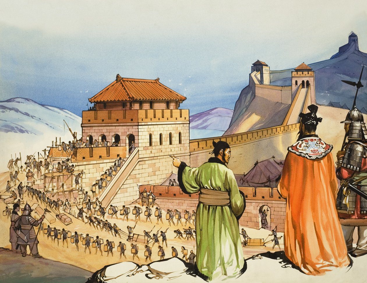 Construction de la Grande Muraille de Chine (gouache sur papier) - Angus McBride