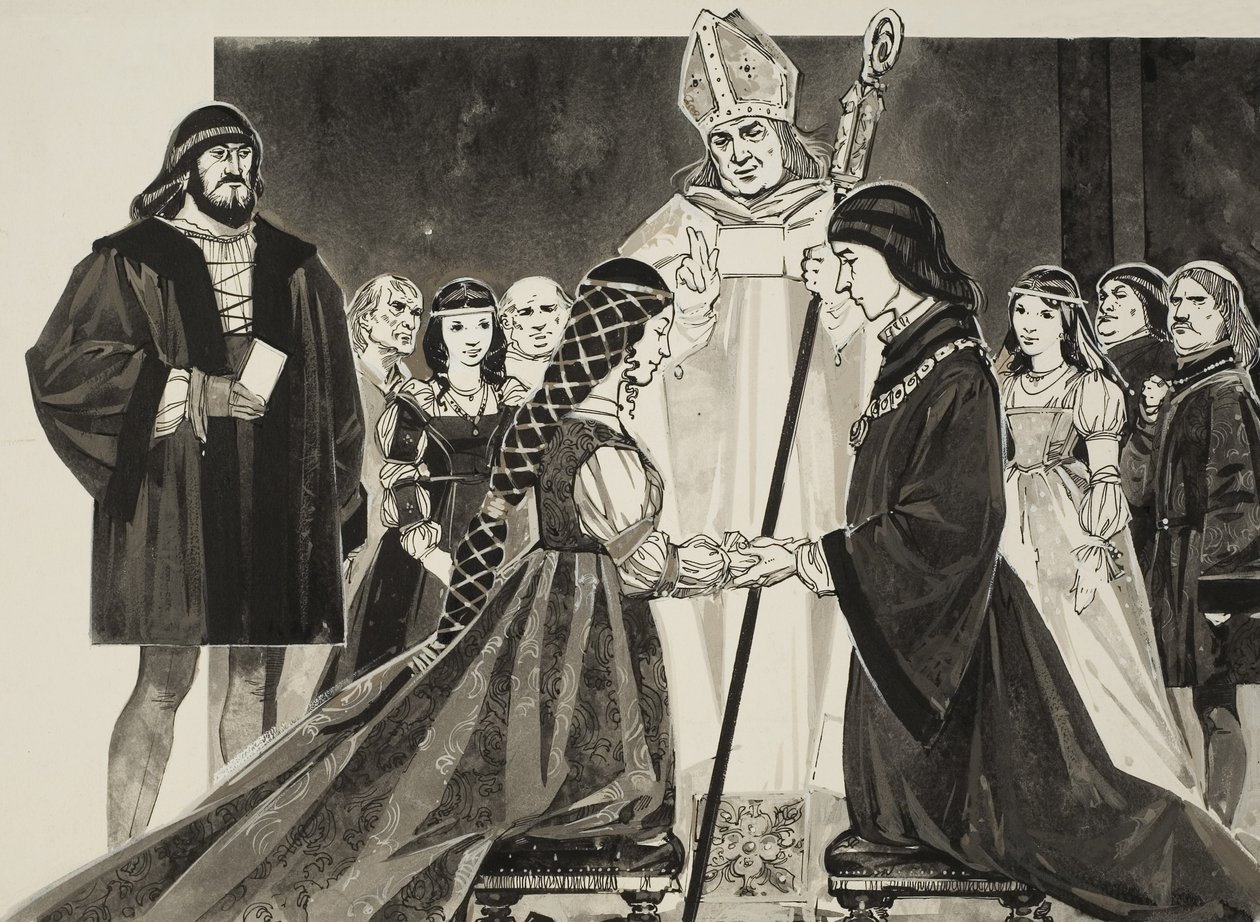 Mariage de Lucrèce Borgia (1480-1519) avec le duc Alphonse (gouache sur papier) - Angus McBride