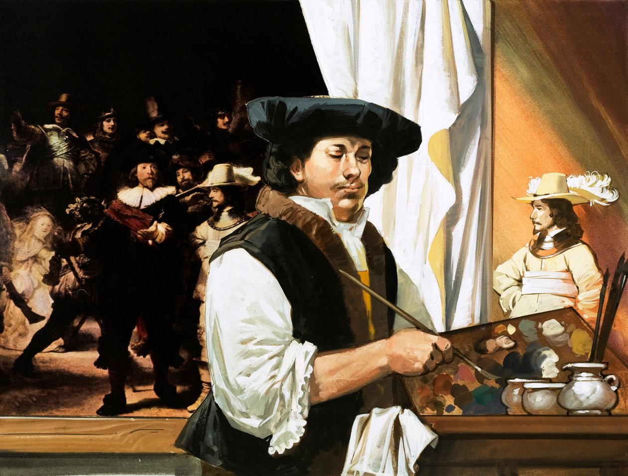 Rembrandt peignant son célèbre portrait des gardes civiques - Angus McBride