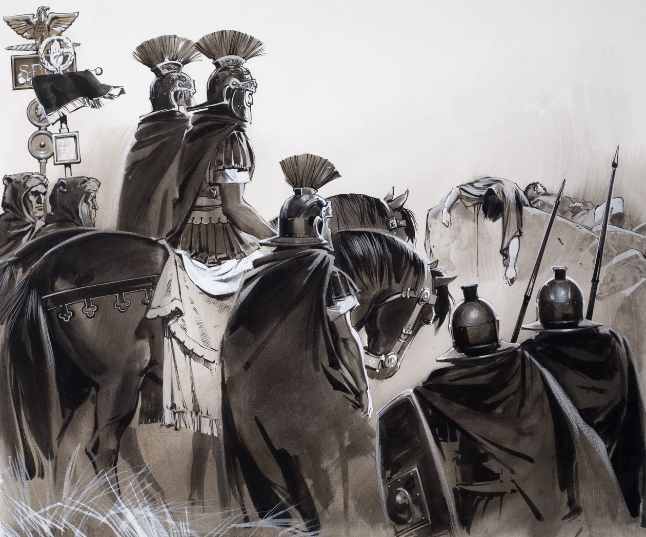 Soldats romains après une bataille (gouache sur papier) - Angus McBride