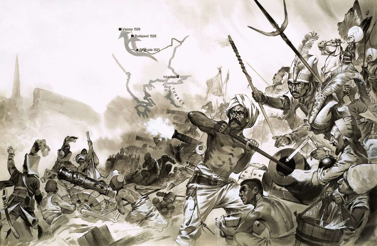 Les armées turques de Soliman encerclent Vienne en 1529 - Angus McBride
