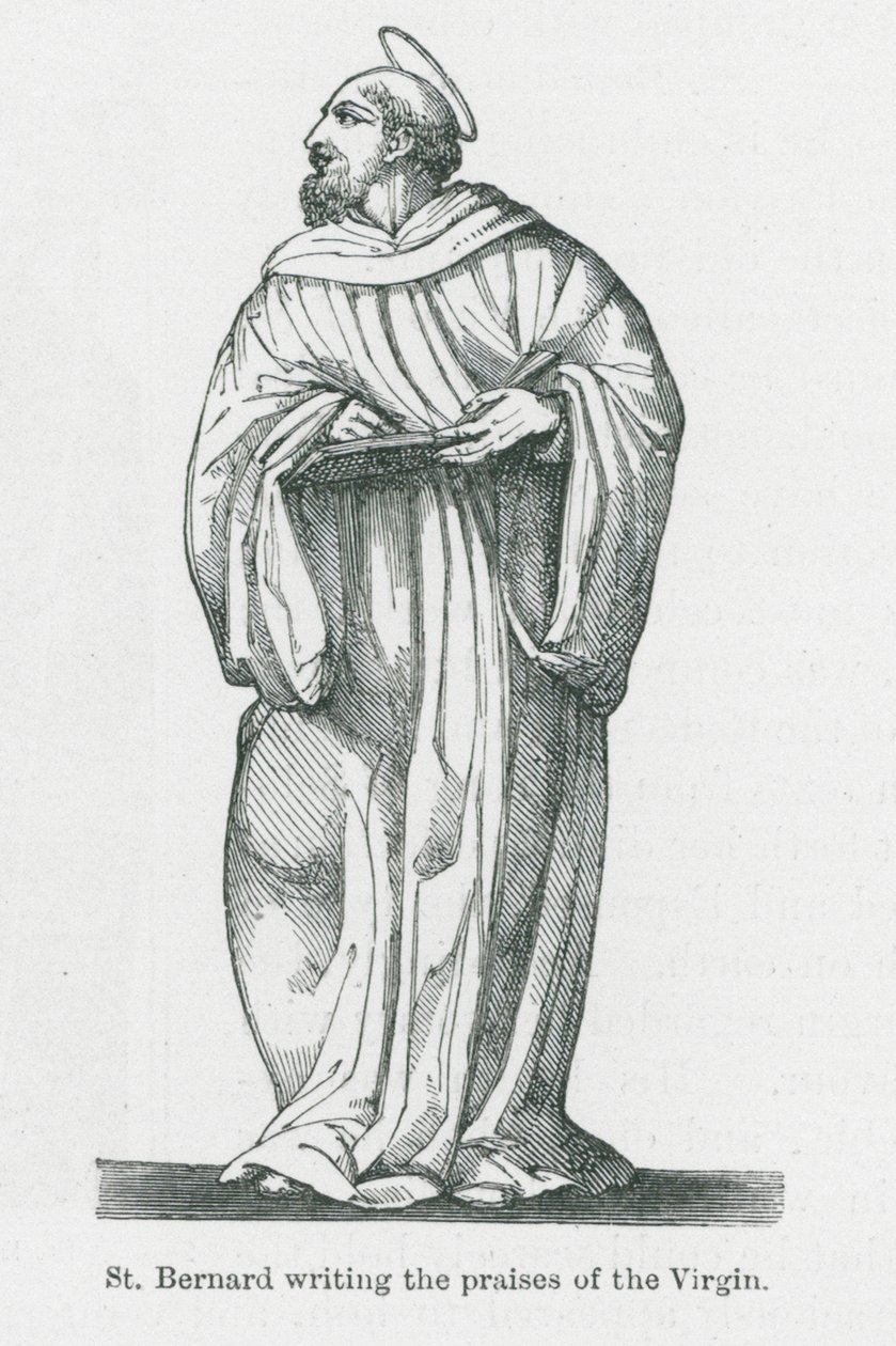 Saint Bernard écrivant les louanges de la Vierge (litho) - Anna Brownell Jameson