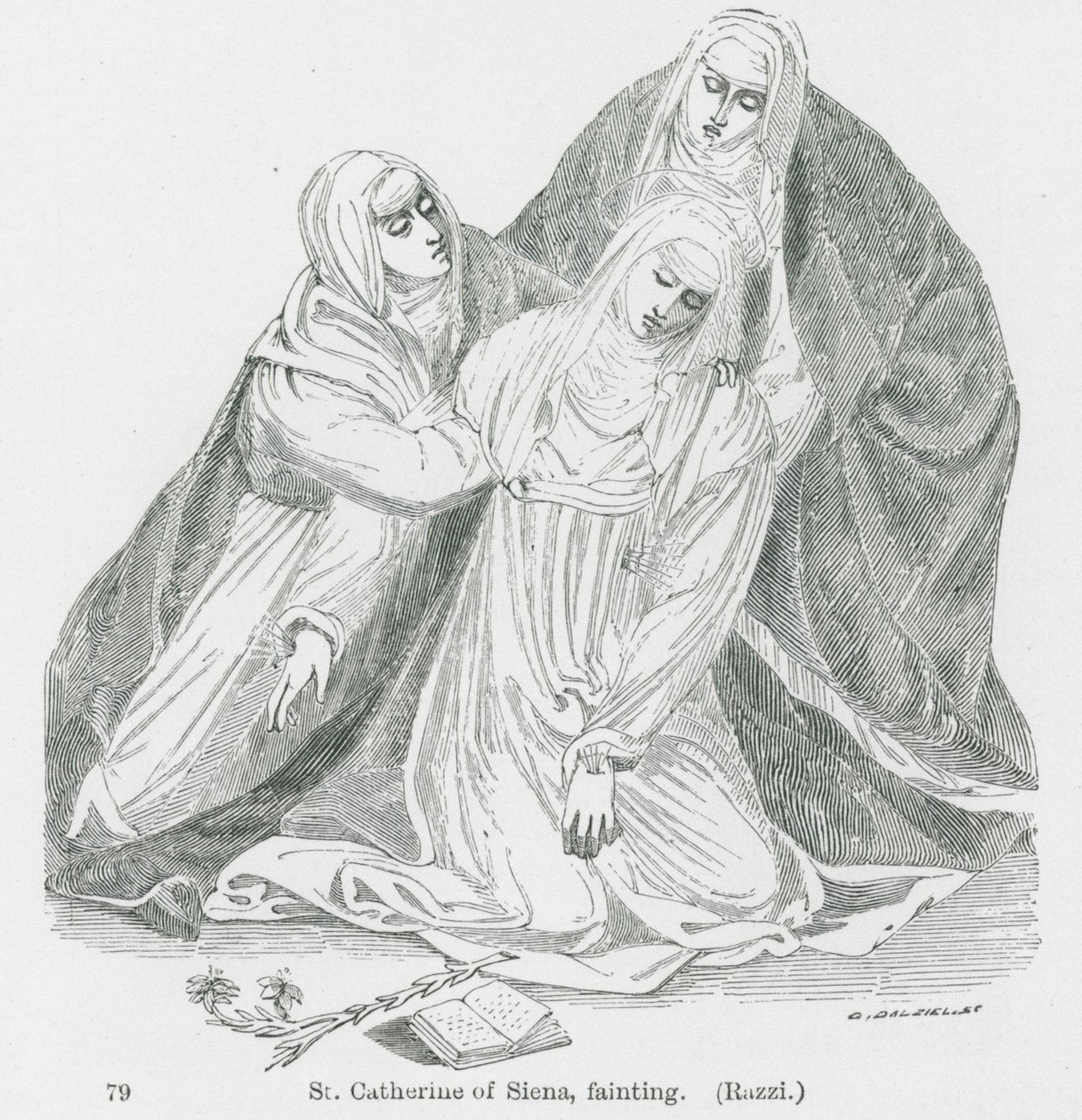 Sainte Catherine de Sienne, évanouie (litho) - Anna Brownell Jameson