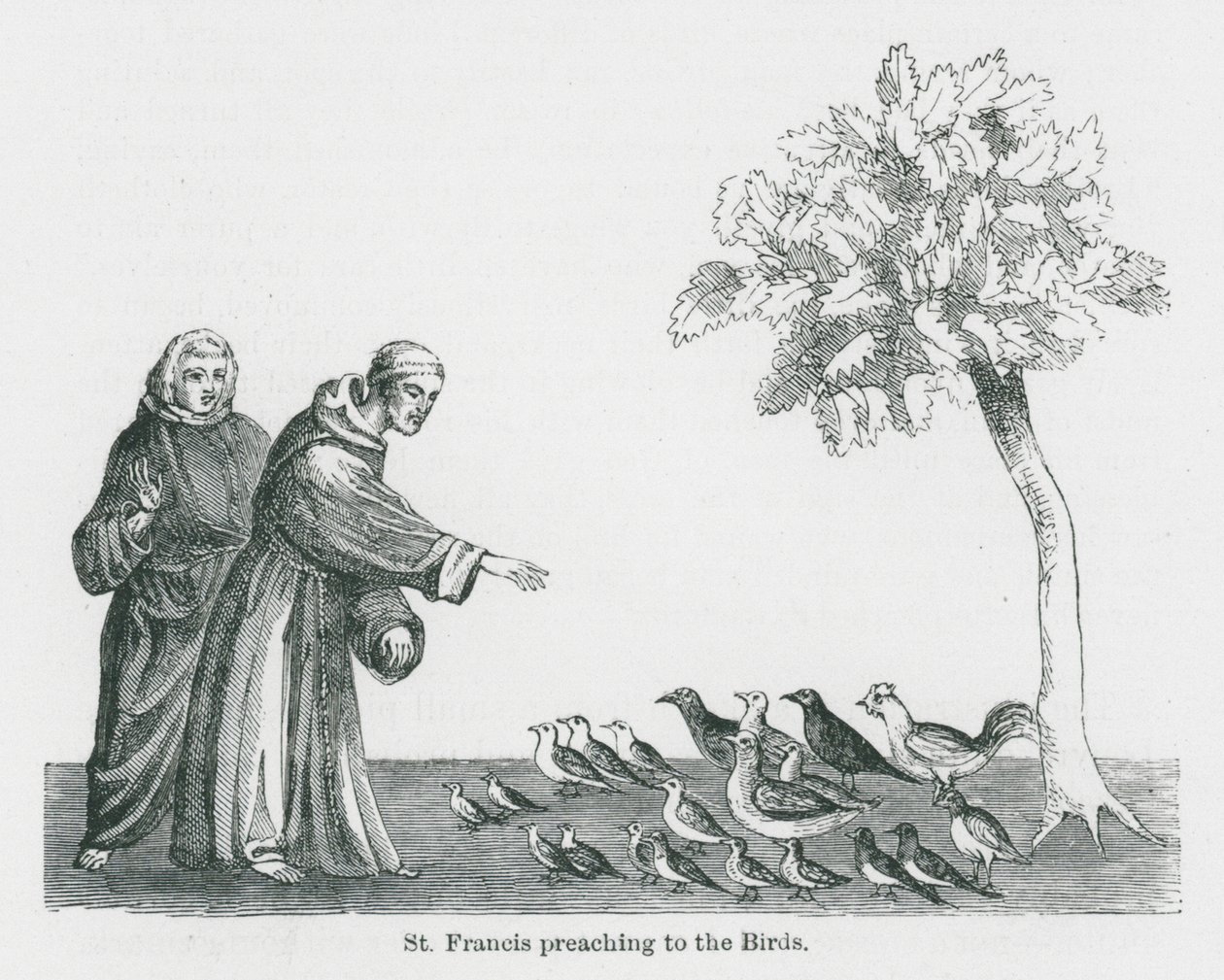 Saint François prêchant aux oiseaux (litho) - Anna Brownell Jameson