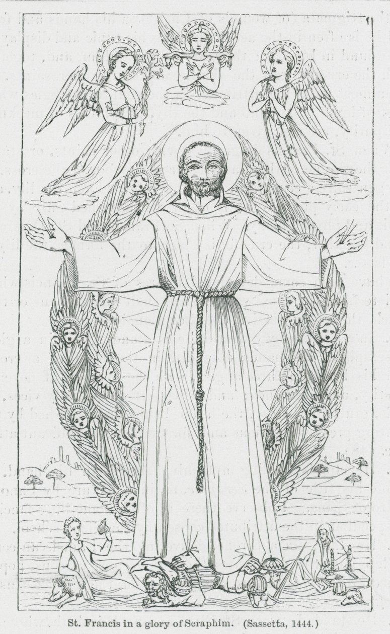 Saint François dans une gloire de séraphins (litho) - Anna Brownell Jameson