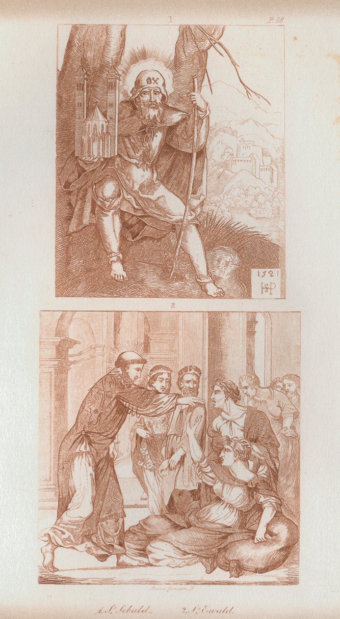 St Sebald et St Ewald (lithographie) - Anna Brownell Jameson