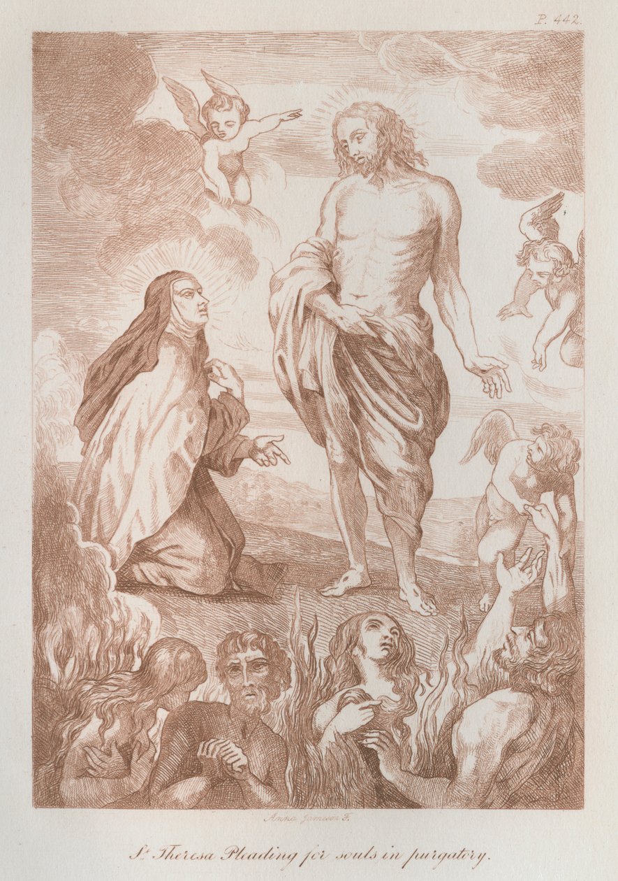 Sainte Thérèse plaidant pour les âmes du purgatoire (litho) - Anna Brownell Jameson