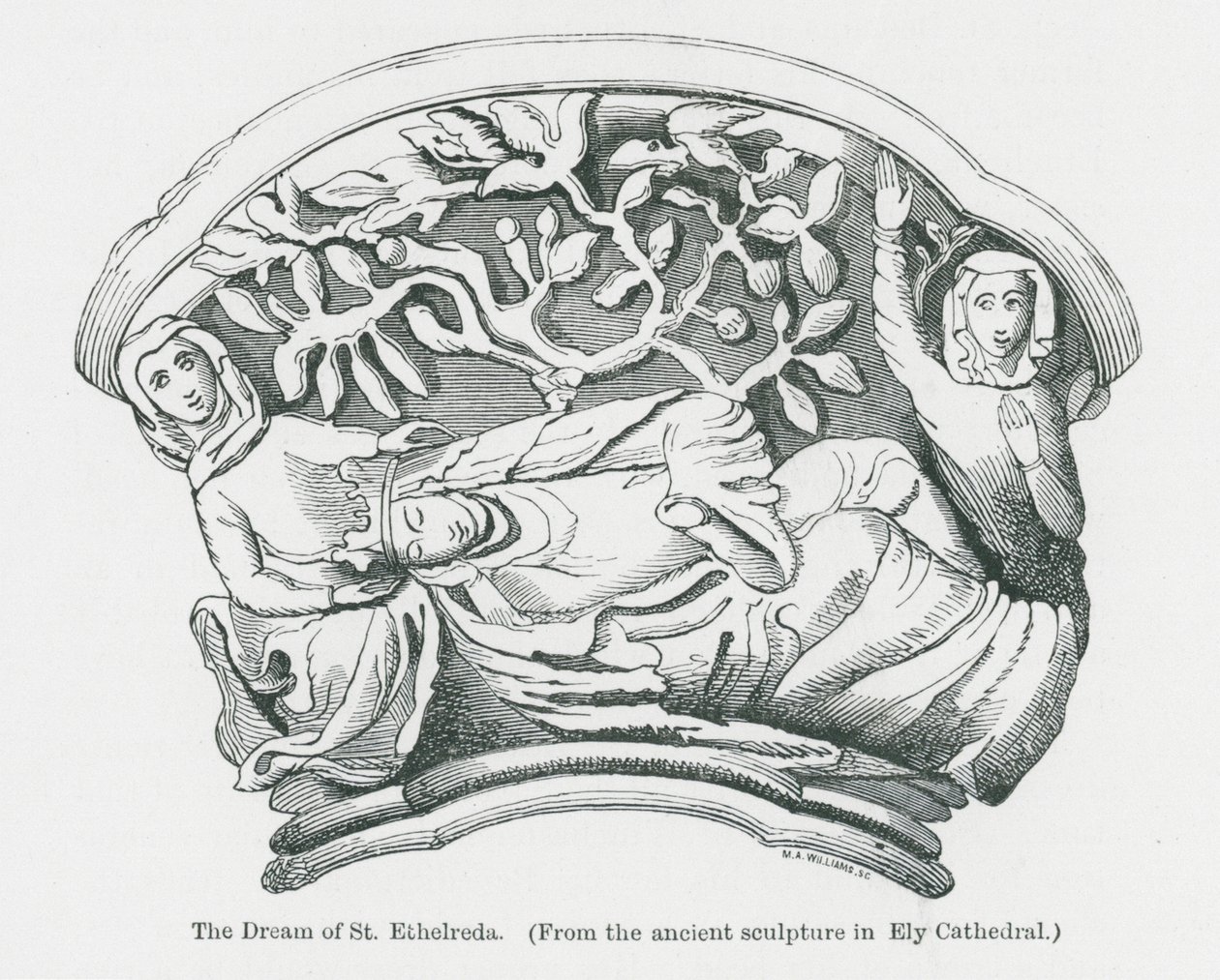 Le rêve de sainte Ethelreda (lithographie) - Anna Brownell Jameson