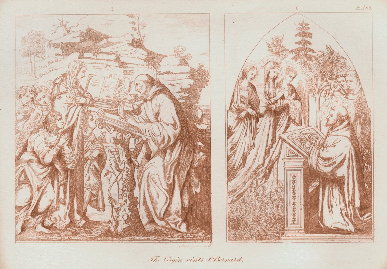 La Vierge rend visite à saint Bernard de Clairvaux (litho) - Anna Brownell Jameson